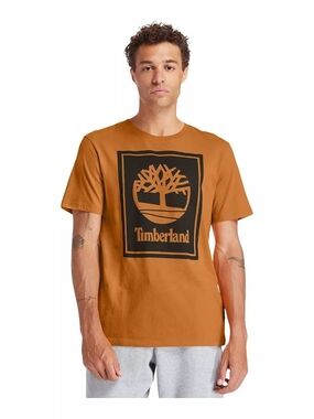 Timberland Short-Sleeve Logo Tee in Rust Size Large